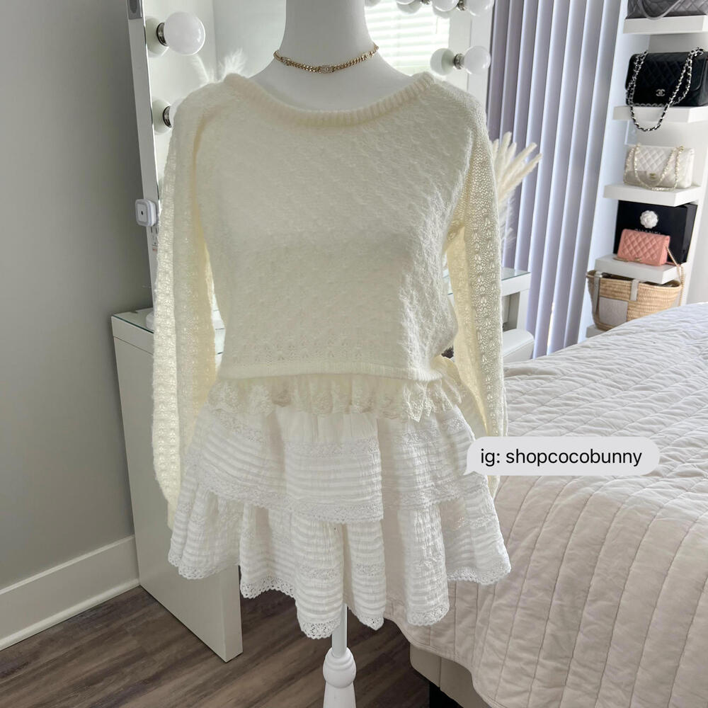 japanese brand liz lisa ruffle lace sweater